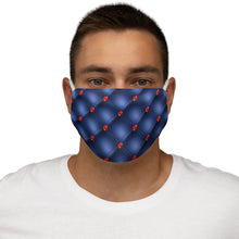 Load image into Gallery viewer, Tufted Blue with Red Gems - Snug-Fit Polyester Face Mask