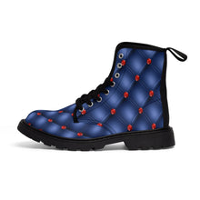 Load image into Gallery viewer, Tufted Blue with Red Gems - Women&#39;s Canvas Boots
