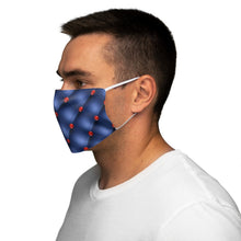 Load image into Gallery viewer, Tufted Blue with Red Gems - Snug-Fit Polyester Face Mask